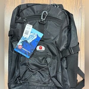 Swissalps Black Travel Backpack with Front Bungee